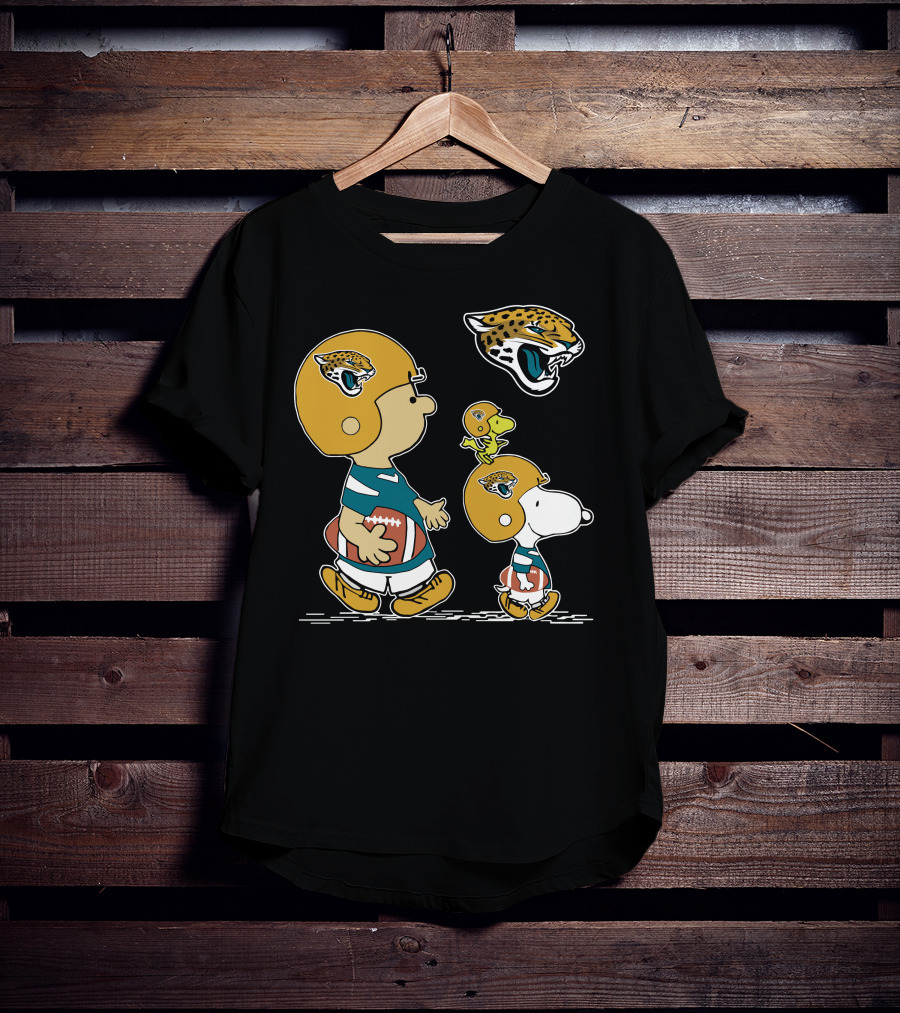 Jaguars Snoopy Charlie Brown Woodstock Football Helmet T-Shirt