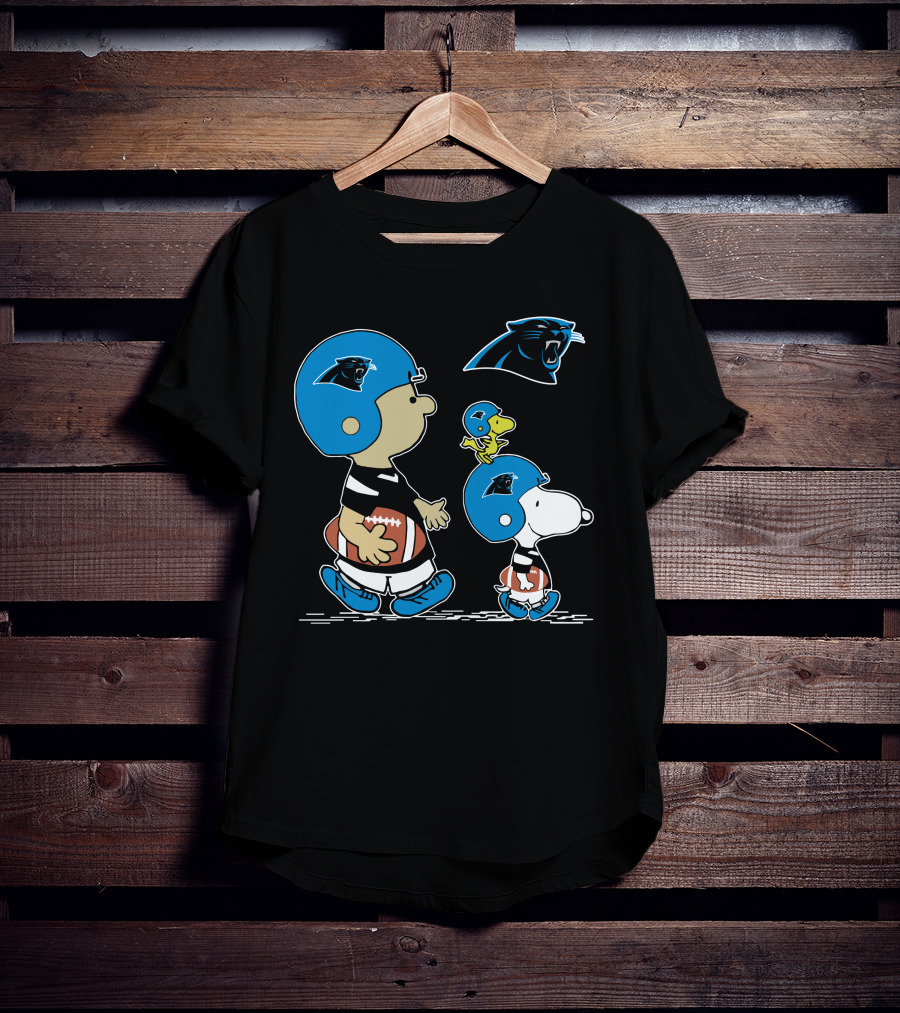 Carolina Panthers Snoopy And Woodstock Football Helmet T-Shirt