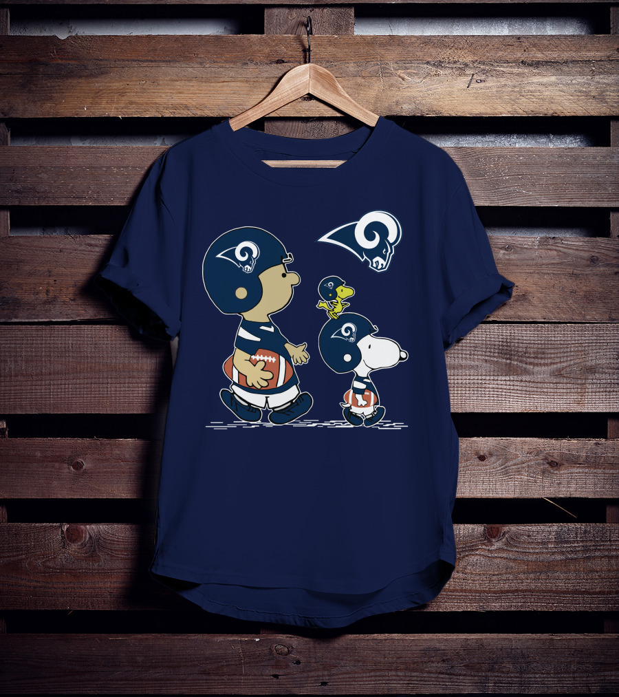 Rams Snoopy Charlie Brown Woodstock Football Helmets T-Shirt