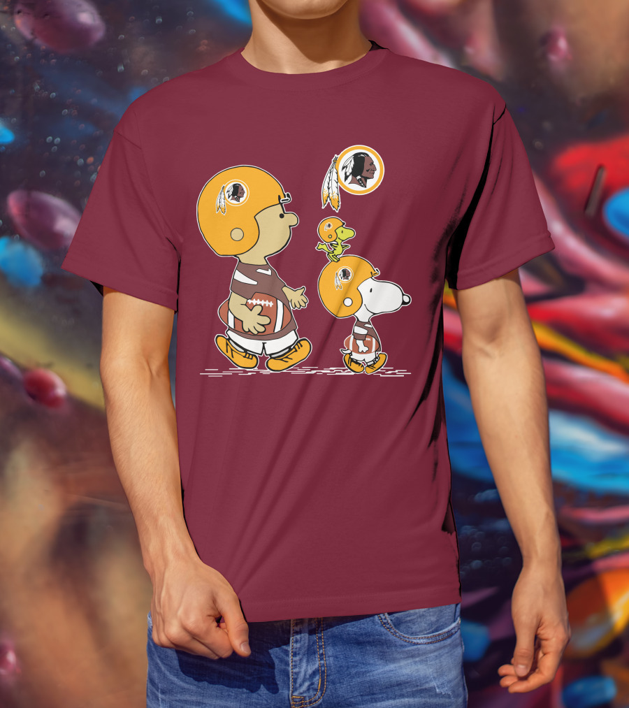 Redskins Snoopy Football Team Helmet Charlie Brown Woodstock T-Shirt