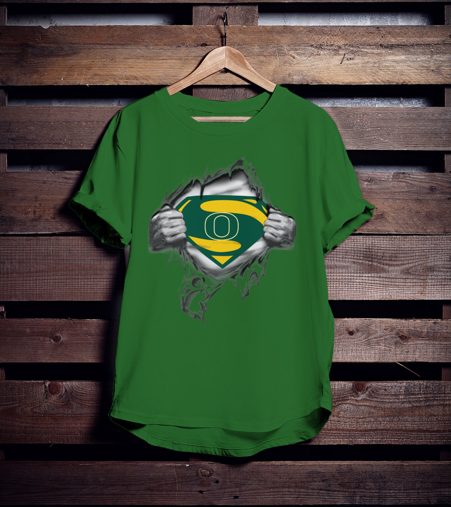 Oregon Ducks Superman Logo Emblem Breaking Through T-Shirt