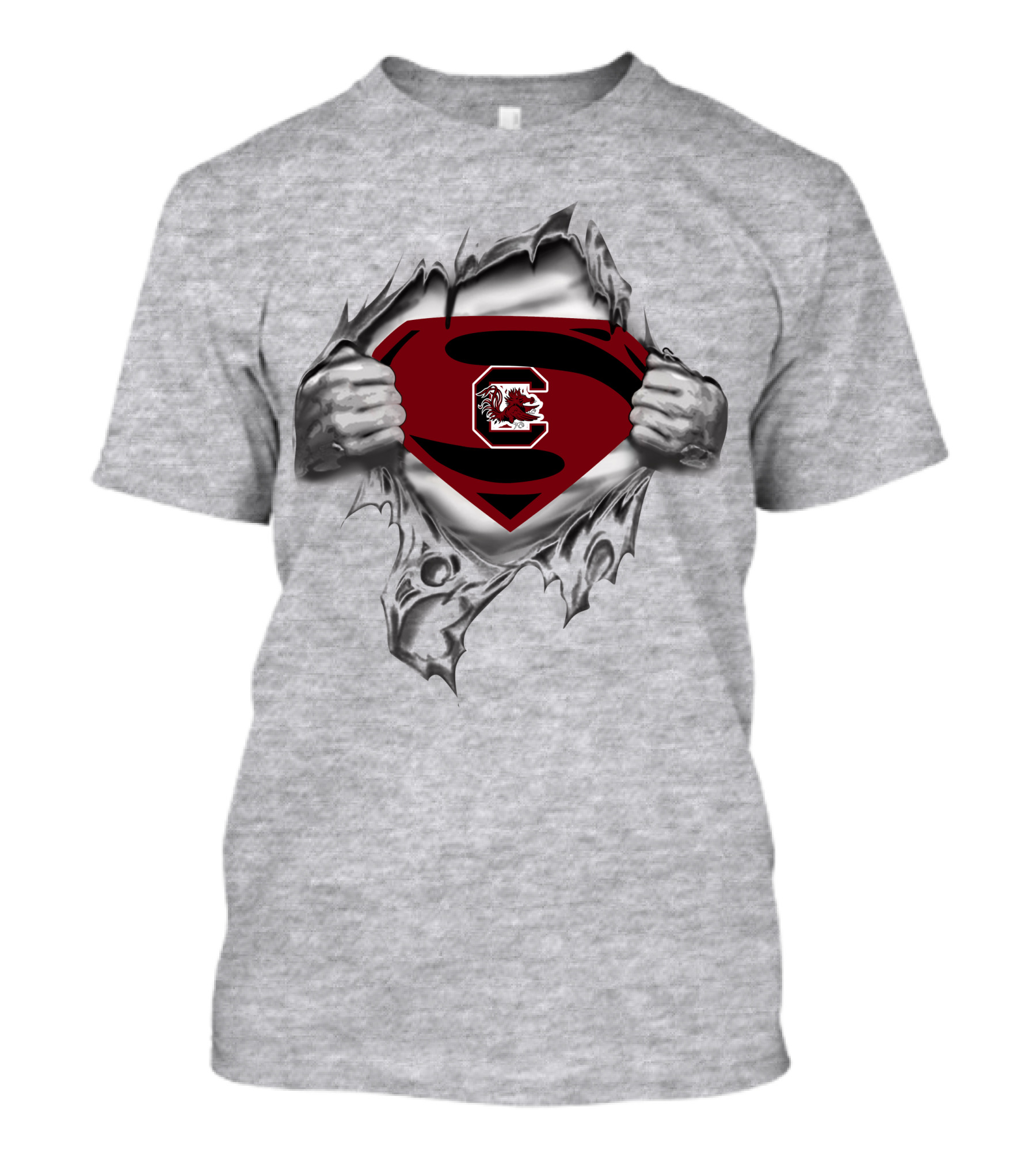 Gamecocks Super Man Logo Torn Chest T-Shirt