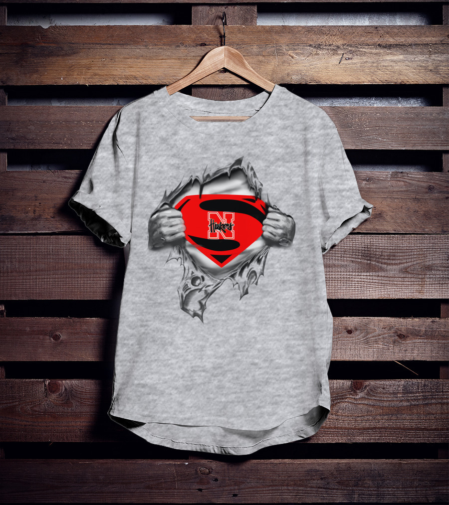 Huskers Nebraska Superman Logo Red Shield Tear-Out T-Shirt