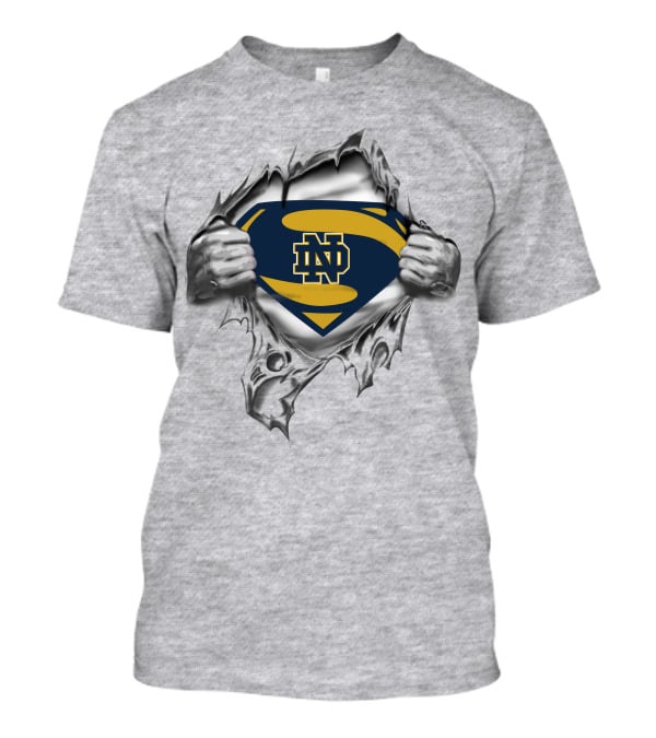 Notre Dame ND Superman Shield Under Ripped T-Shirt