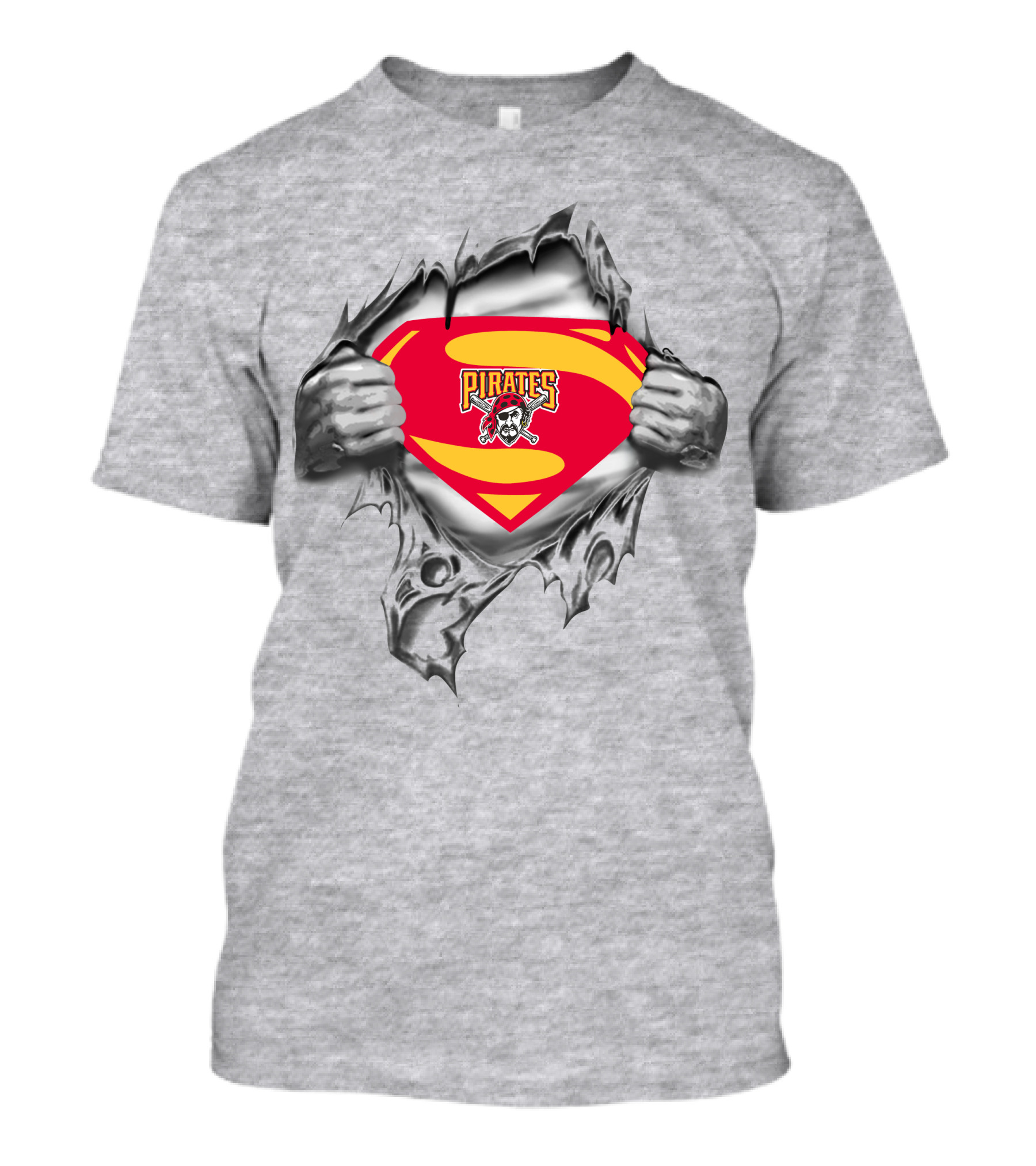 Pirates Skull And Crossbones Superman Torn Fabric T-Shirt