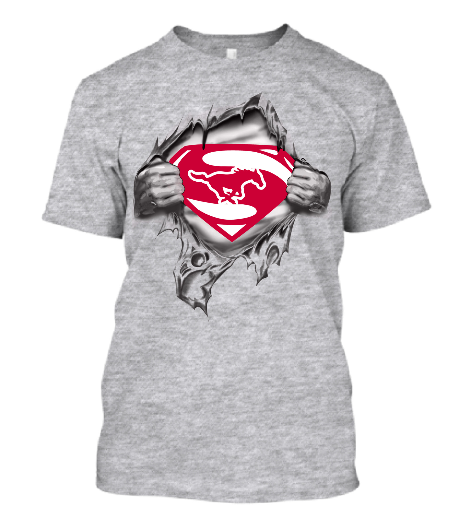 SMU Mustangs Superman Logo Rip T-Shirt