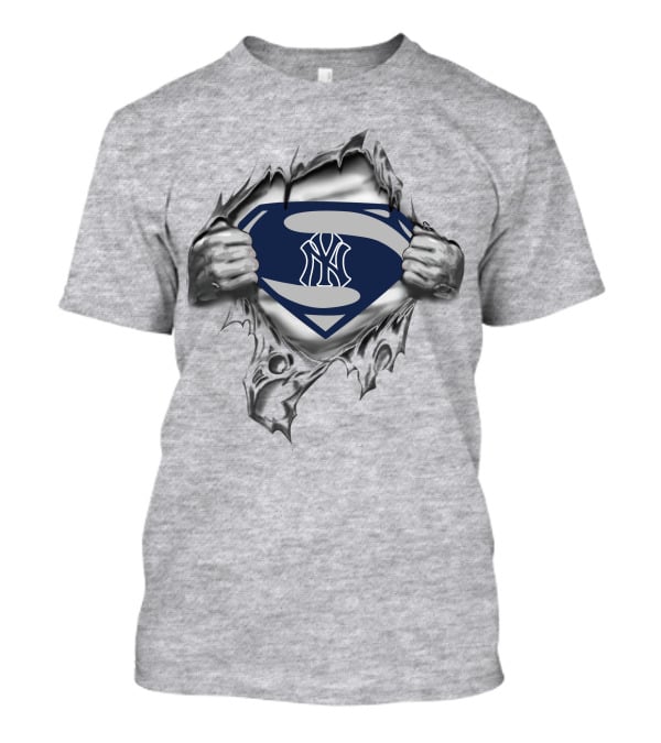 Yankees Superman Logo Ripped Shield Iconic T-Shirt