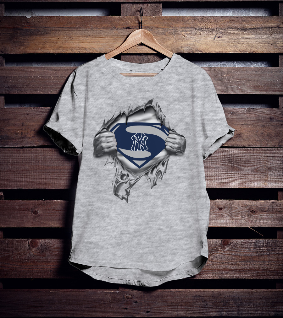 Yankees Superman Logo Ripped Shield Iconic T-Shirt