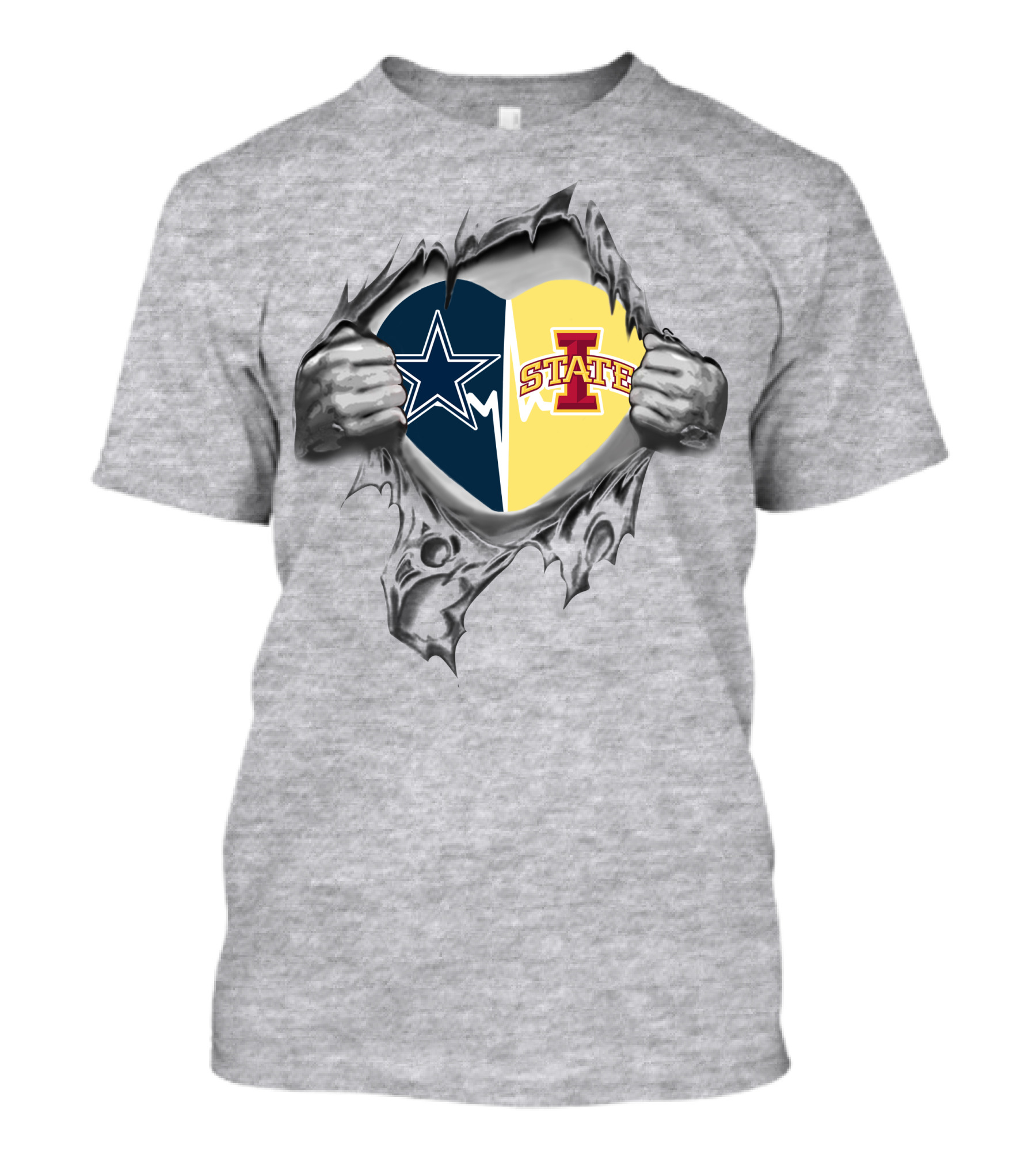 Cowboys Star And Iowa State Cyclones Heart T-Shirt