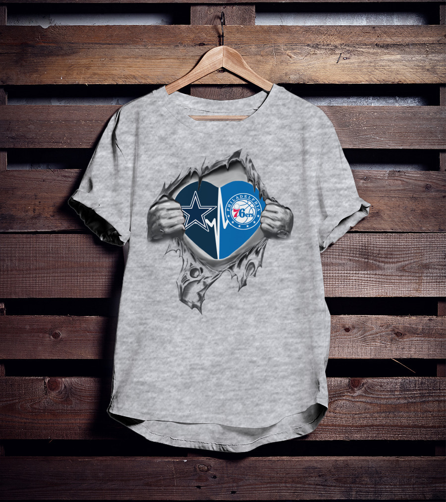Cowboys 76ers It's In My Heart Dallas Philadelphia Logos T-Shirt
