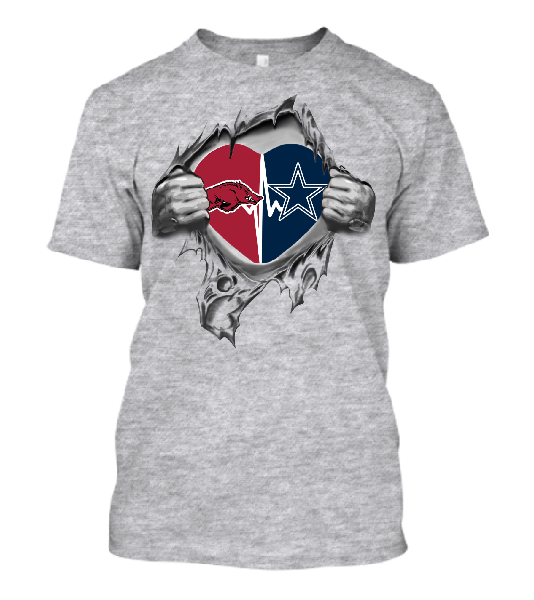 Arkansas Razorbacks Dallas Cowboys Heart T-Shirt
