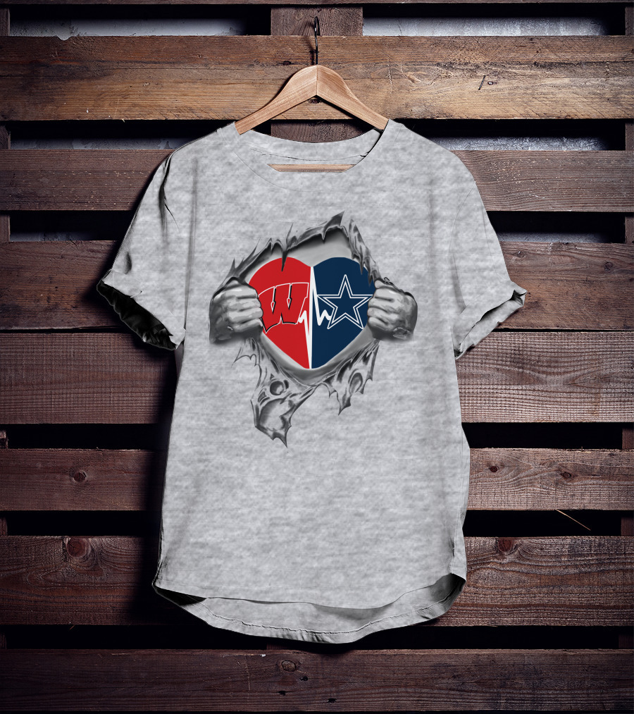 Cowboys Badgers Heart Logo Stars And Badgers United T-Shirt