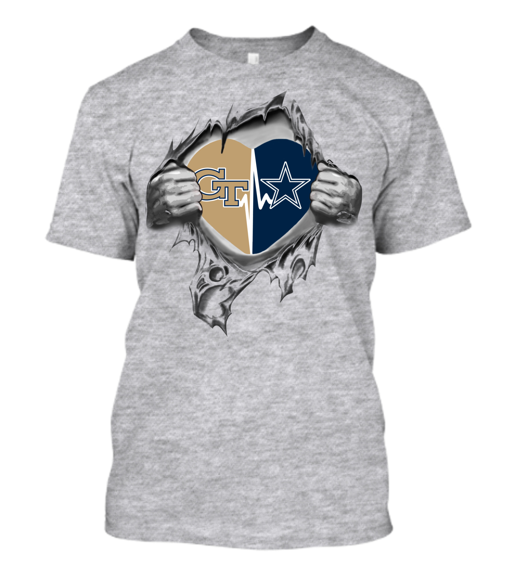 Cowboys GT Heart Logo With Georgia Tech And Cowboys Symbols T-Shirt