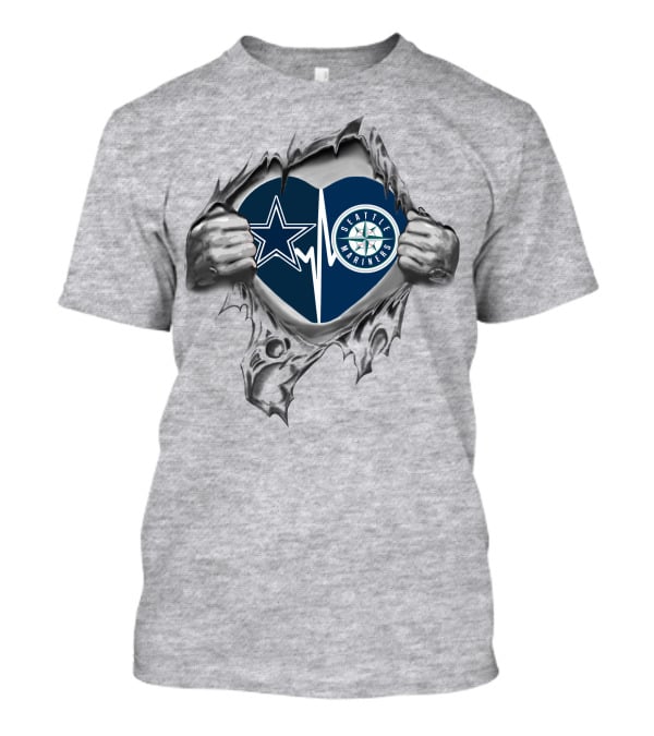 Dallas Cowboys Seattle Mariners Heartbeat Loyalty T-Shirt