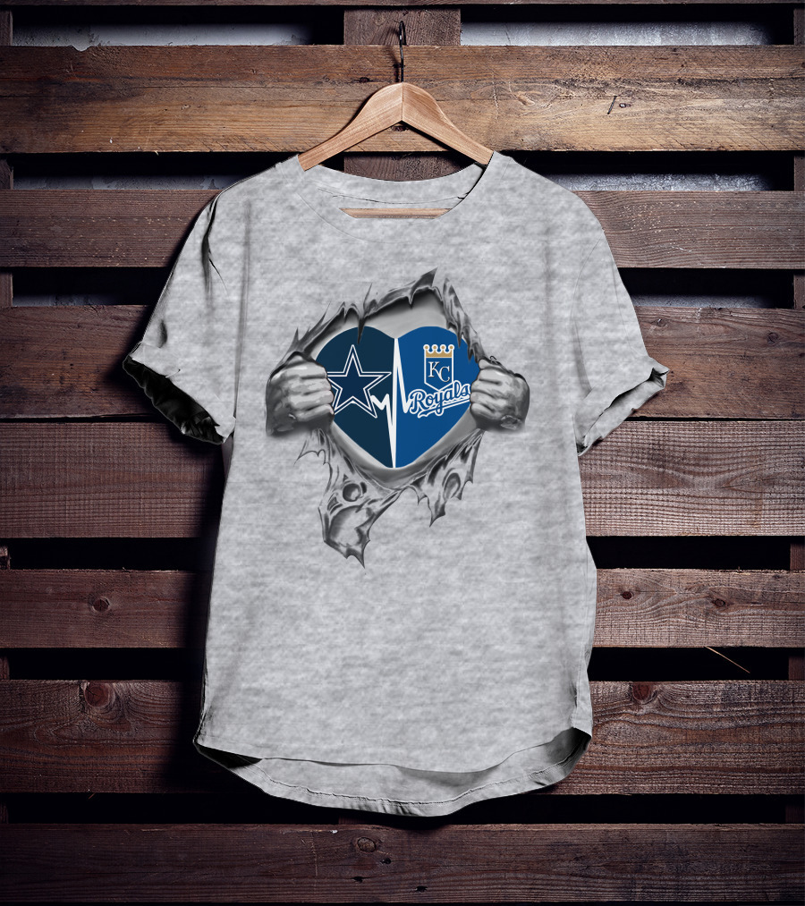 Cowboys Royals Heartbeat Dallas Stars KC Royals Fan Appreciation T-Shirt
