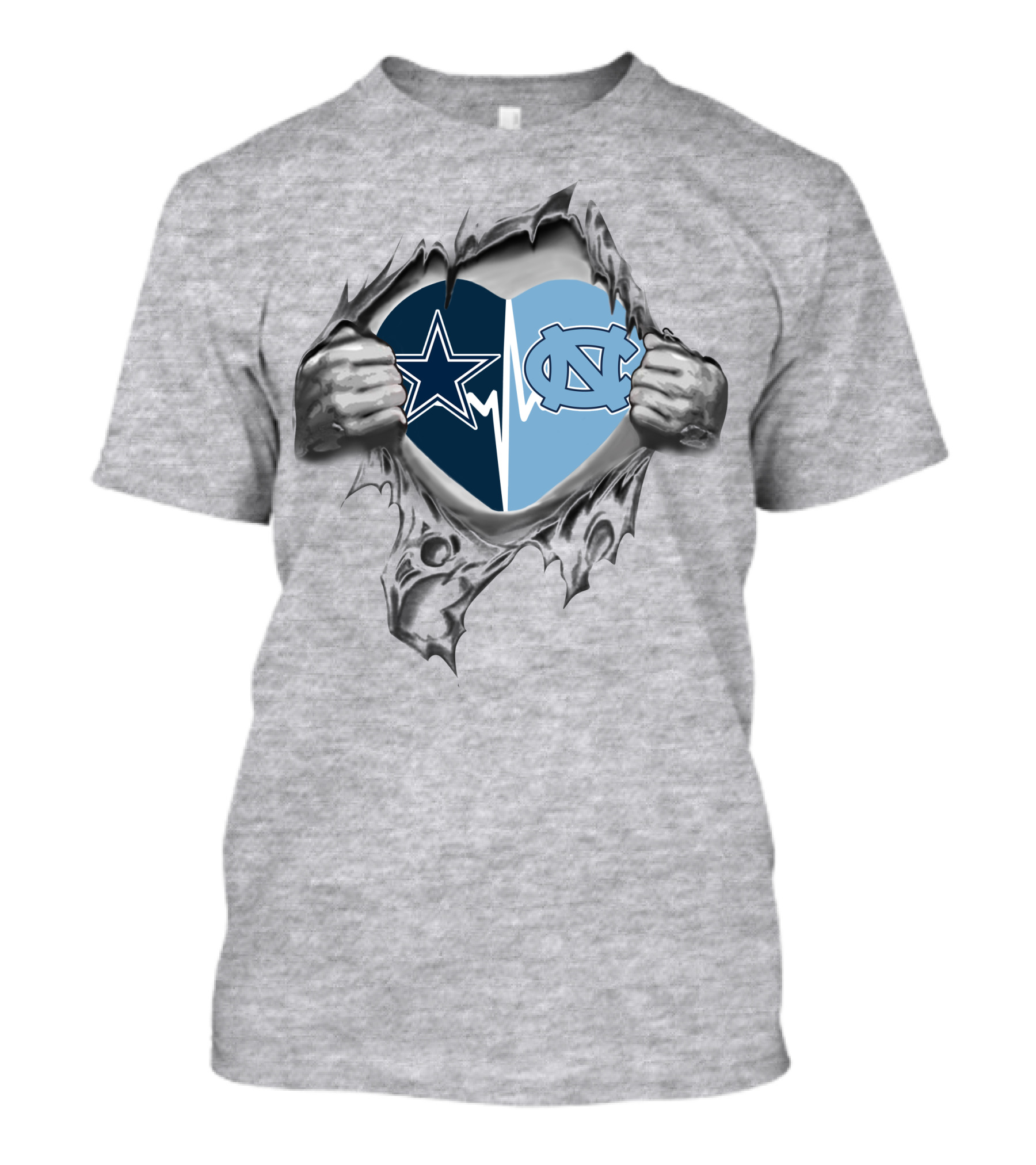 Cowboys Tar Heels Heartbeat Split T-Shirt