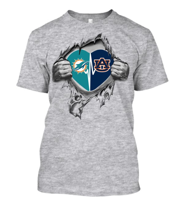 Auburn Heart Dolphins Miami Its In My Heart Auburn T-Shirt