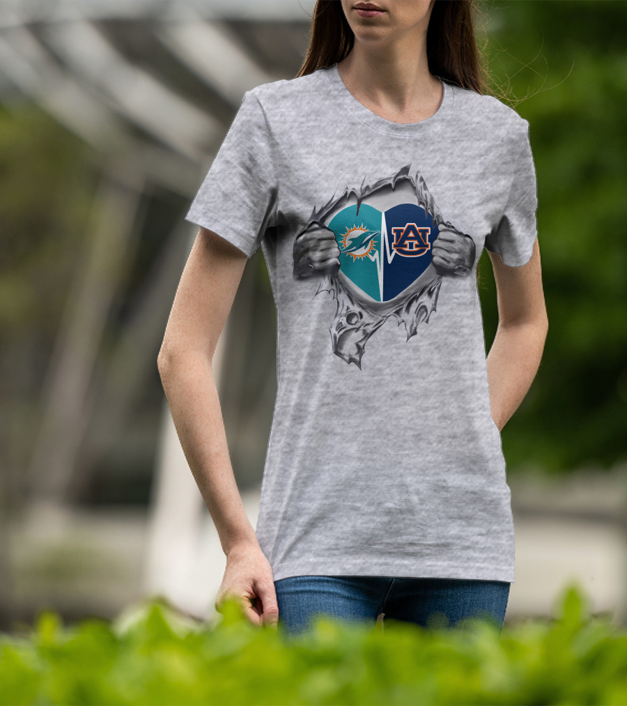 Auburn Heart Dolphins Miami Its In My Heart Auburn T-Shirt