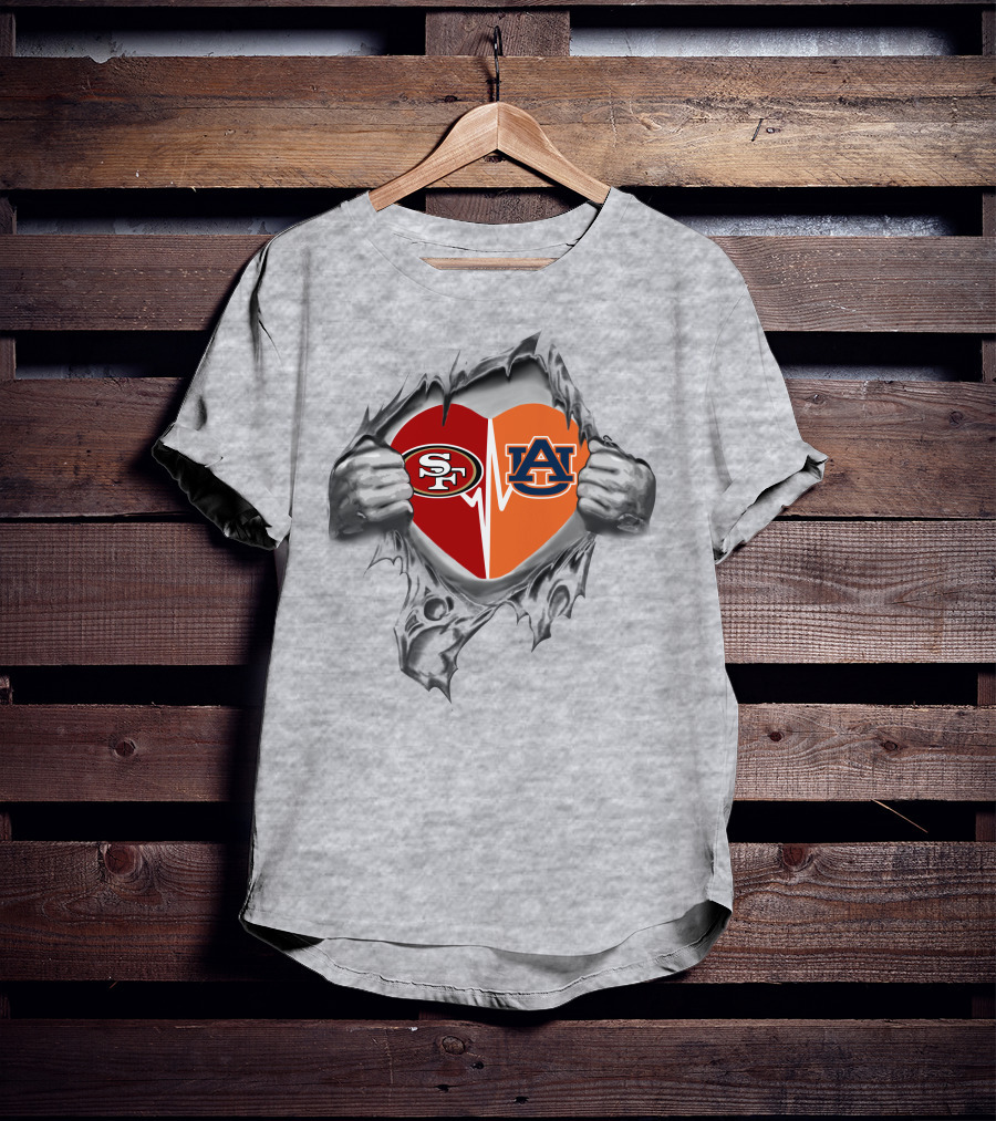 Sf 49ers Auburn Heart Combo Love T-Shirt