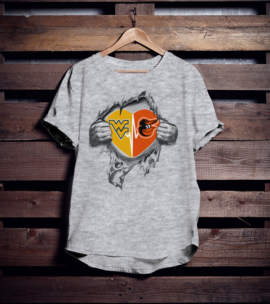 WV Orioles Hidden Heart Logo Mashup T-Shirt