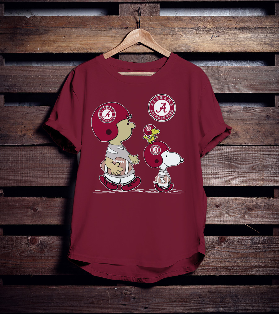 Alabama Crimson Tide Snoopy Peanuts Football Charlie Brown Woodstock T-Shirt