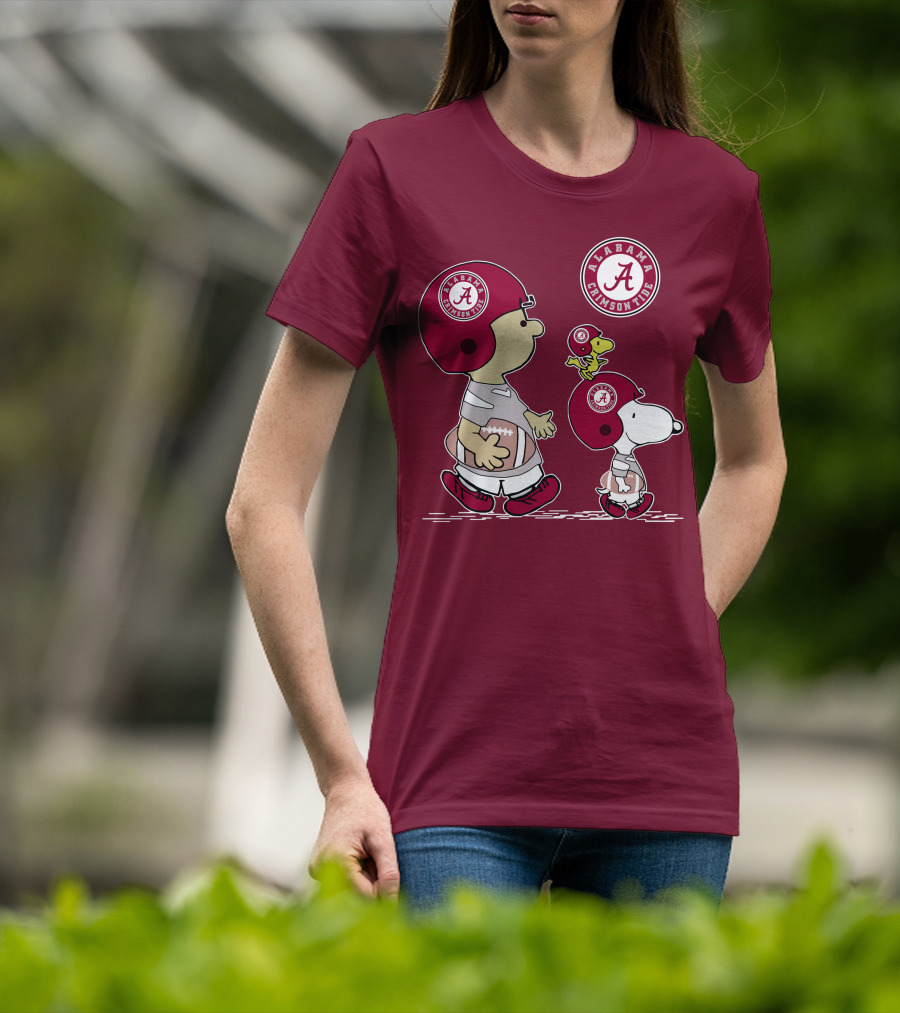 Alabama Crimson Tide Snoopy Peanuts Football Charlie Brown Woodstock T-Shirt