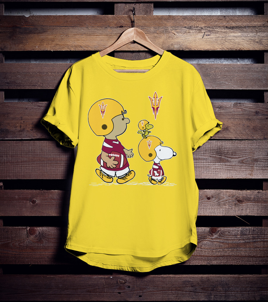 Arizona State Sun Devils Peanuts Football Players Charlie Brown Snoopy Woodstock T-Shirt