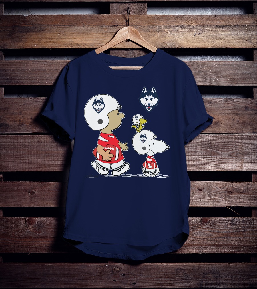 Connecticut Huskies Football Snoopy Woodstock Peanuts T-Shirt