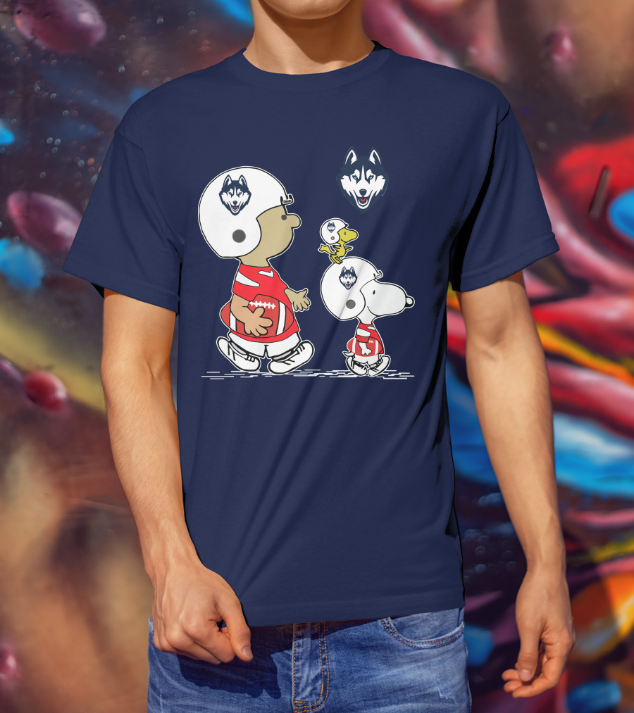 Connecticut Huskies Football Snoopy Woodstock Peanuts T-Shirt