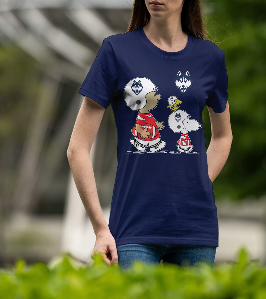 Connecticut Huskies Football Snoopy Woodstock Peanuts T-Shirt