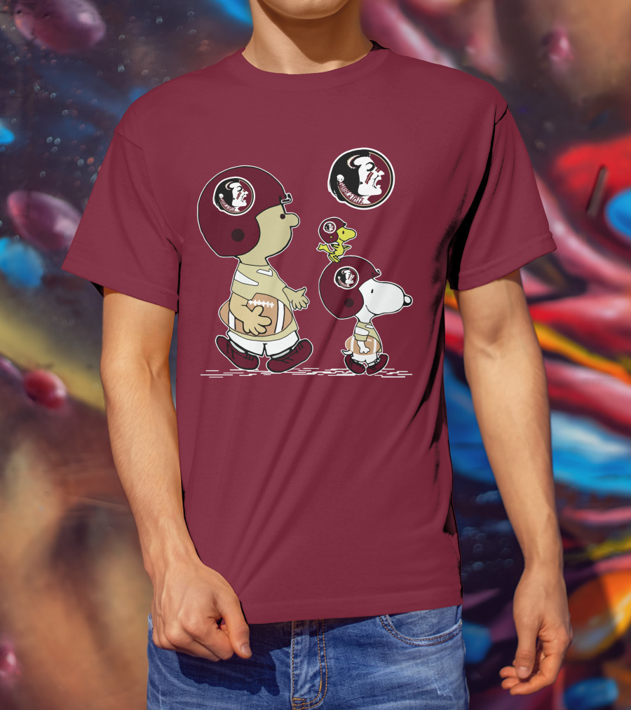 FSU Seminoles Snoopy And Woodstock Football Helmet T-Shirt