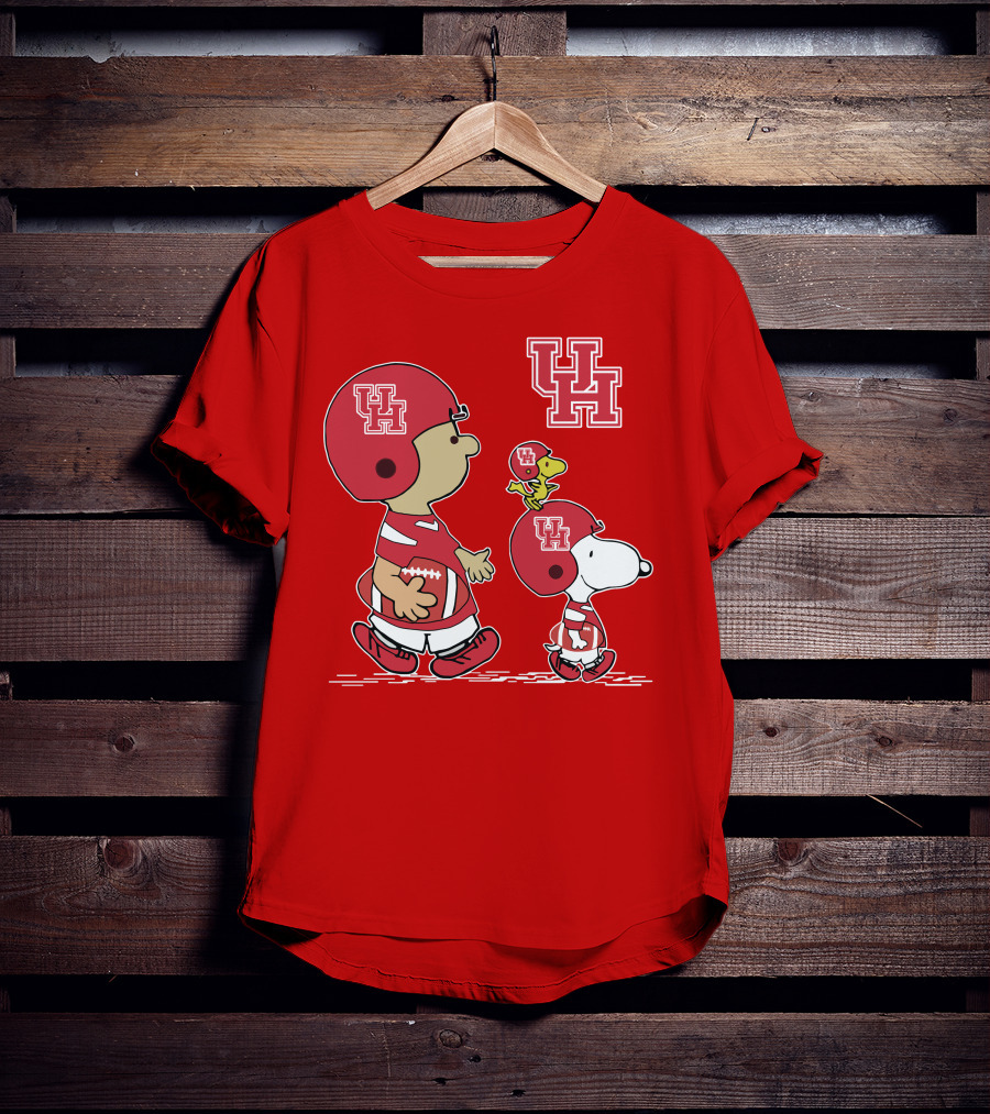 Houston Cougars Snoopy Peanuts Football Characters T-Shirt