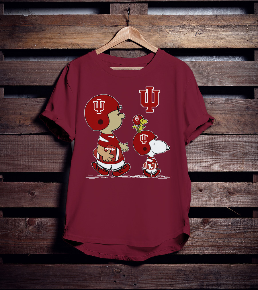 Indiana Hoosiers Snoopy And Woodstock Football Players T-Shirt