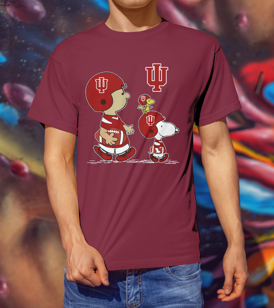 Indiana Hoosiers Snoopy And Woodstock Football Players T-Shirt