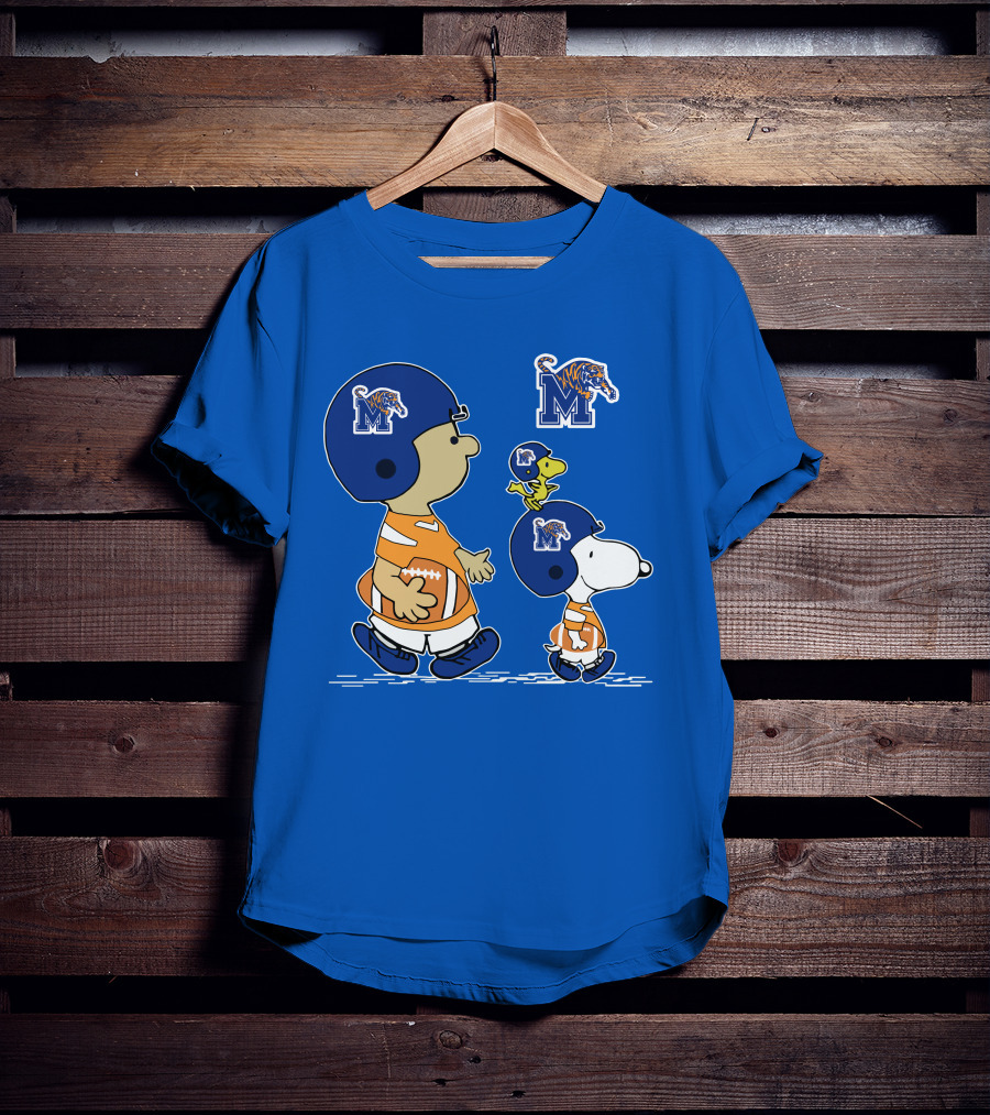 Memphis Tigers Snoopy Charlie Brown Woodstock Football Helmet T-Shirt