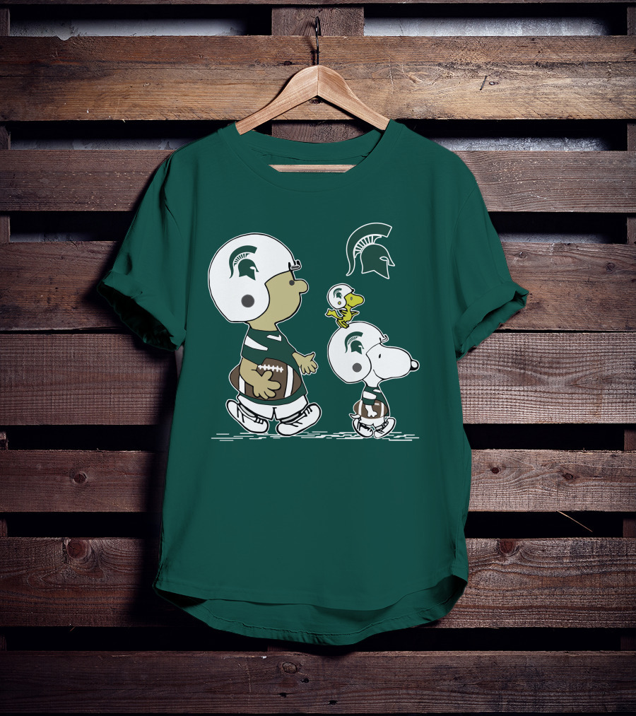 Michigan State Spartans Snoopy And Woodstock Football Gear T-Shirt