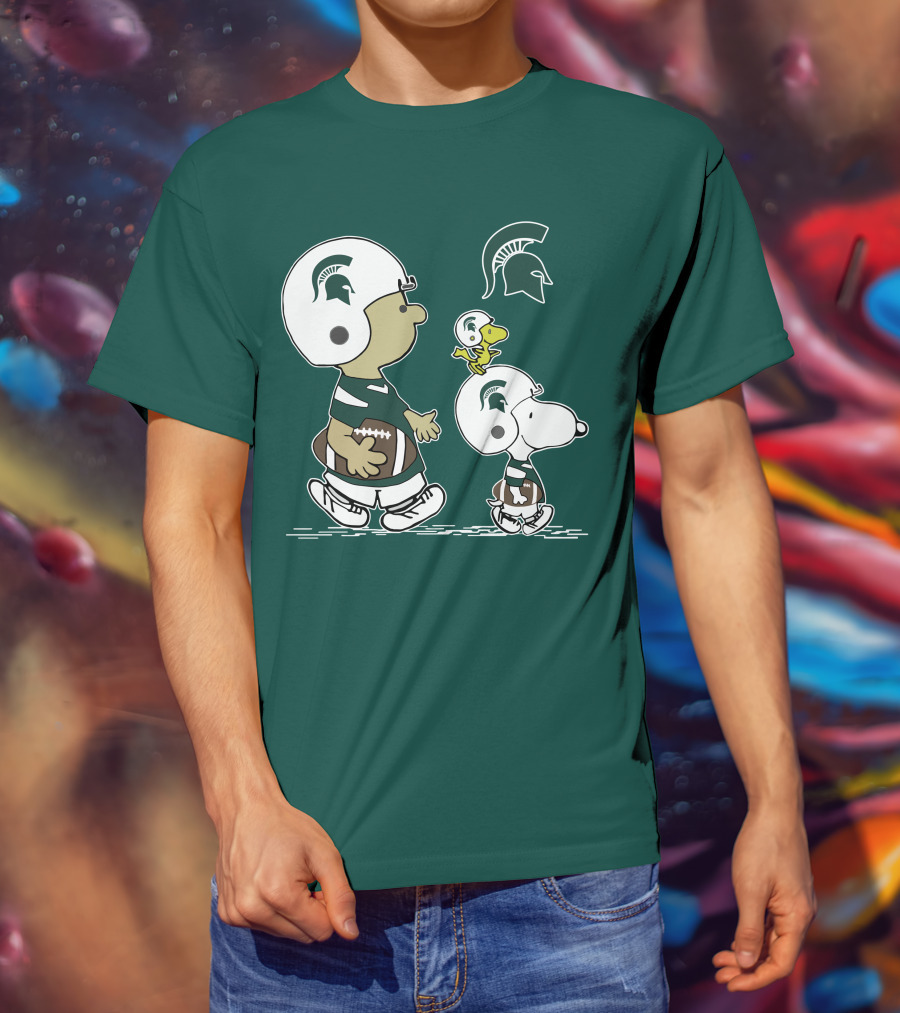 Michigan State Spartans Snoopy And Woodstock Football Gear T-Shirt