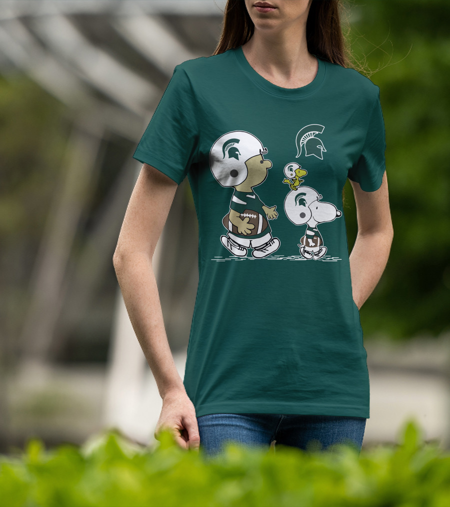 Michigan State Spartans Snoopy And Woodstock Football Gear T-Shirt