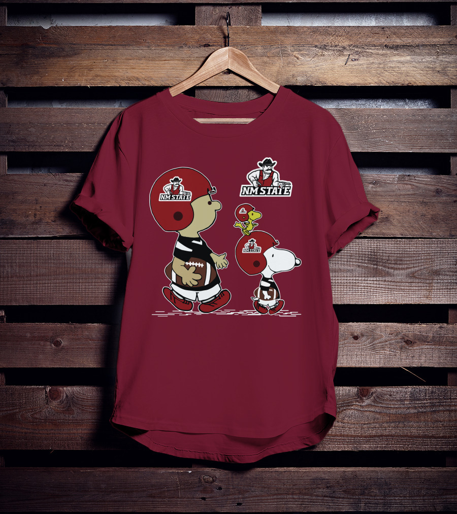 NM State Snoopy Football Helmet Peanuts Characters T-Shirt