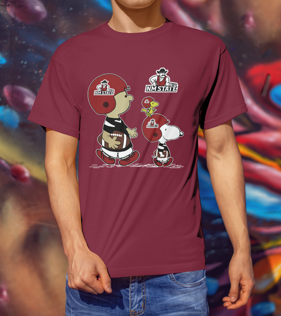 NM State Snoopy Football Helmet Peanuts Characters T-Shirt