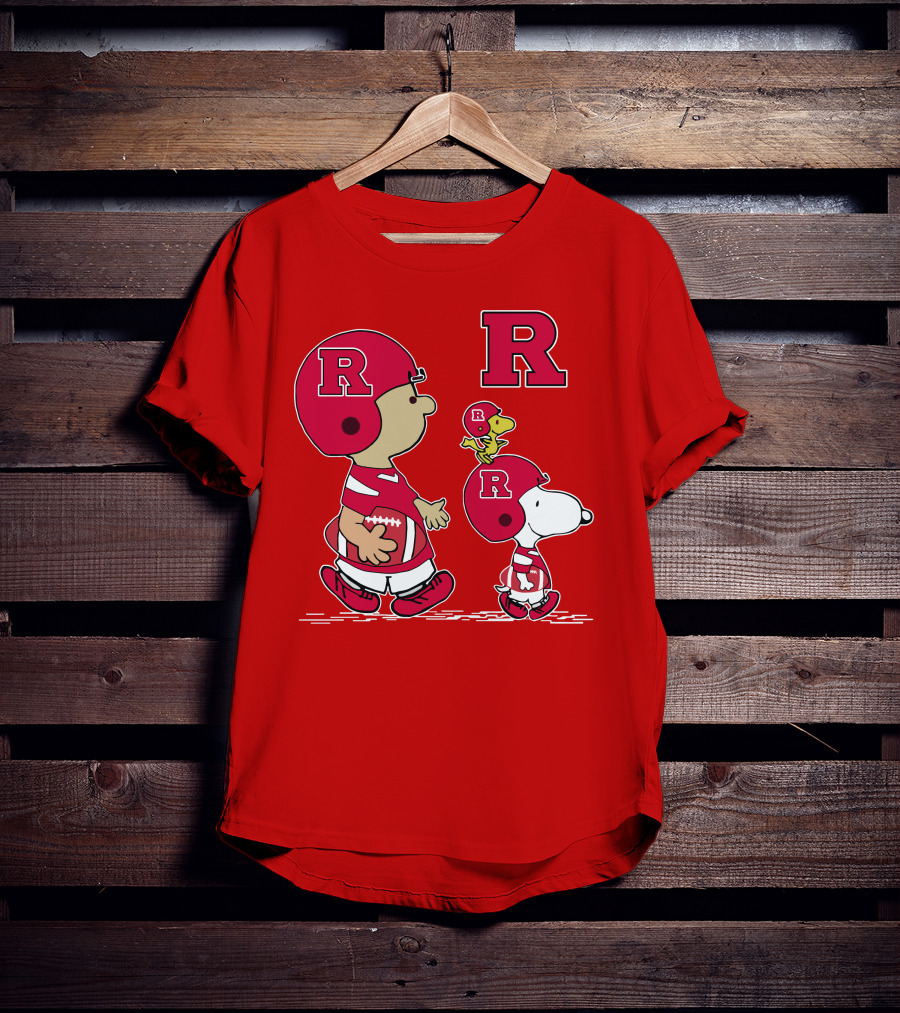 Rutgers Peanuts Snoopy Woodstock Football Helmet T-Shirt