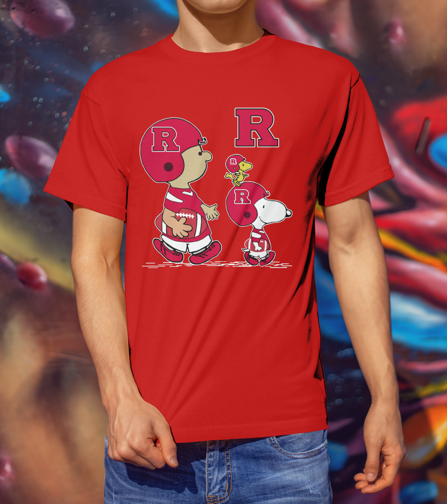 Rutgers Peanuts Snoopy Woodstock Football Helmet T-Shirt