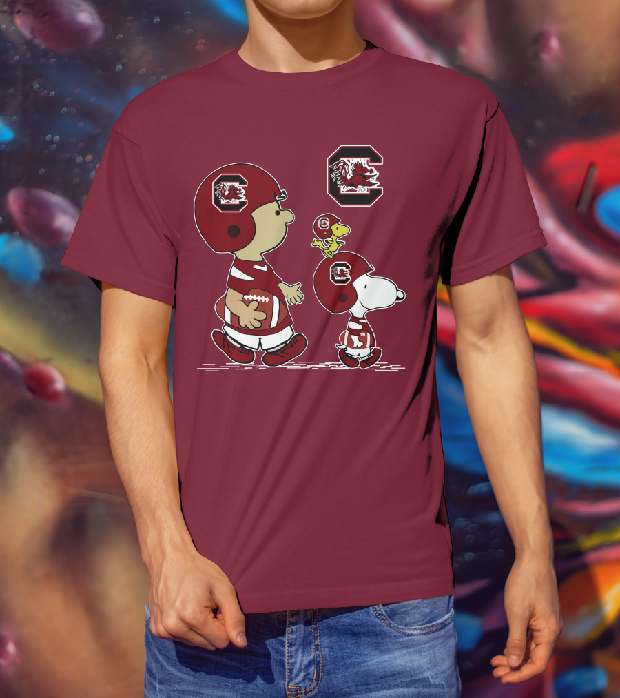 South Carolina Gamecocks Snoopy Football Peanuts Characters T-Shirt