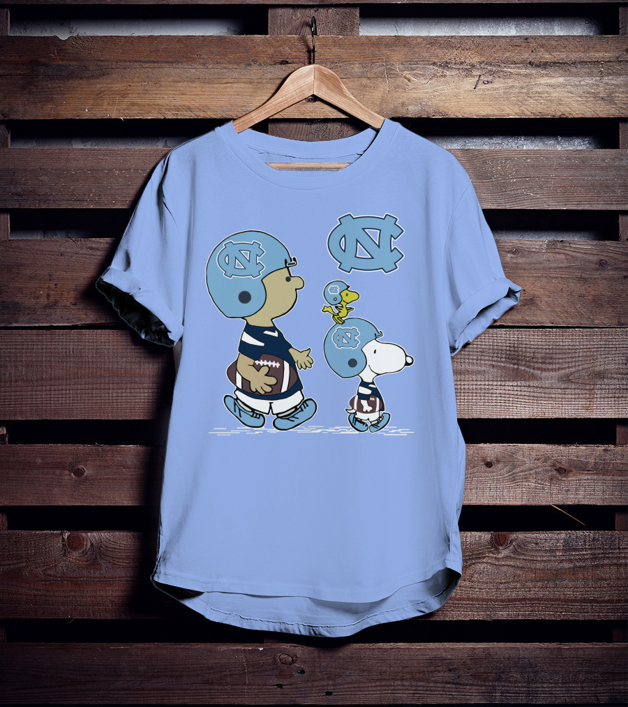 Tar Heels Peanuts Snoopy Woodstock Football UNC T-Shirt