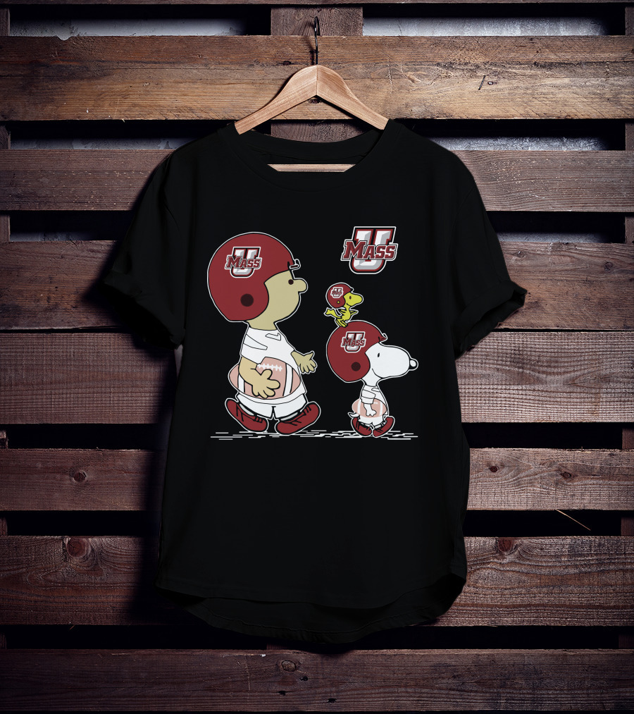 Umass Snoopy And Woodstock Peanuts Football Characters T-Shirt