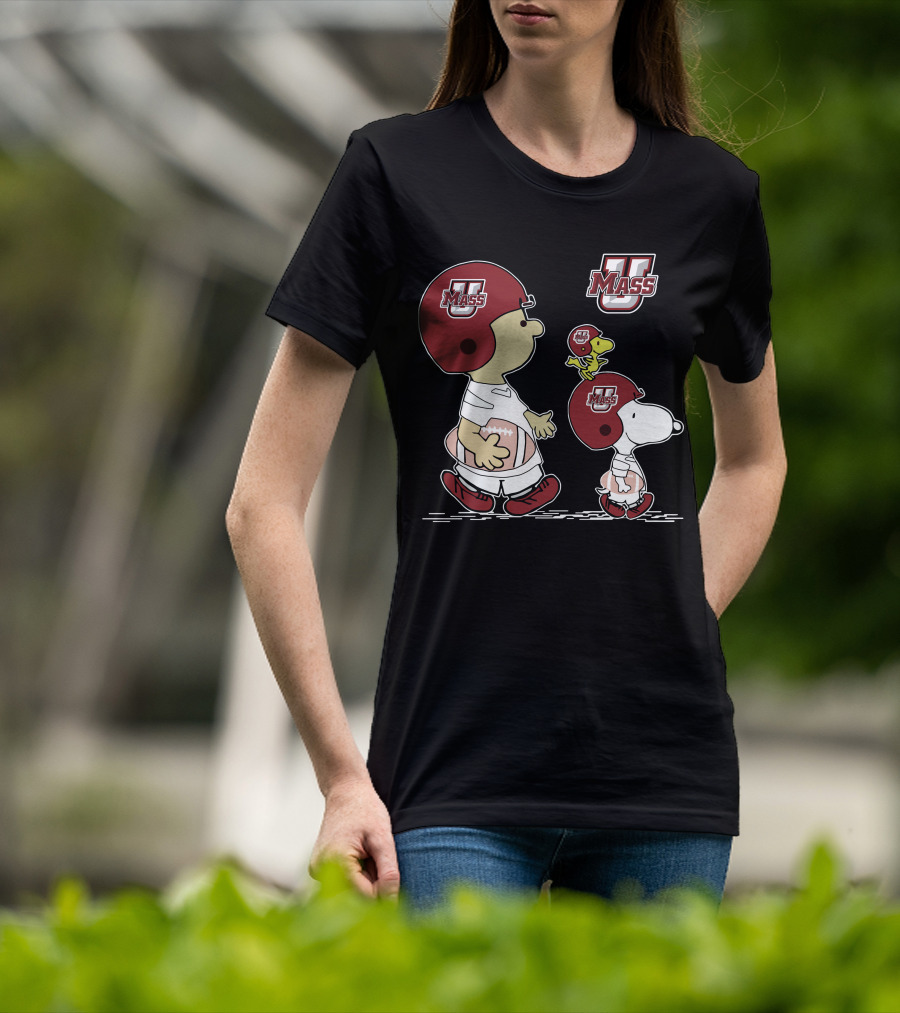 Umass Snoopy And Woodstock Peanuts Football Characters T-Shirt