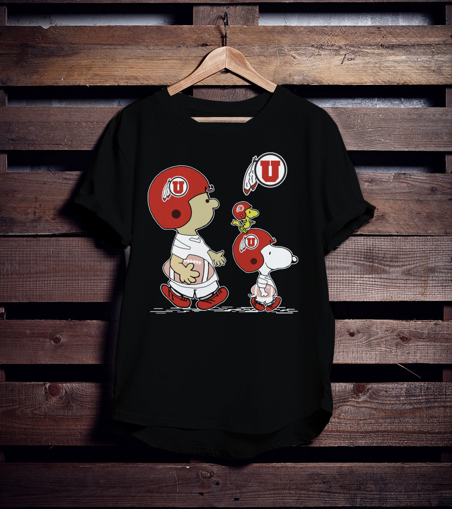 Utah Utes Snoopy And Woodstock Football Helmets T-Shirt