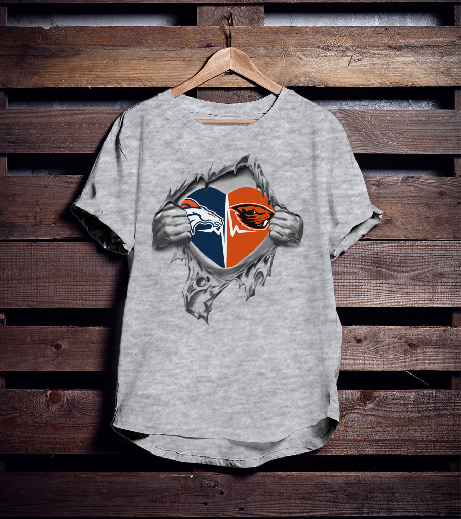 Broncos Beavers Heart Featuring Horse And Beaver T-Shirt