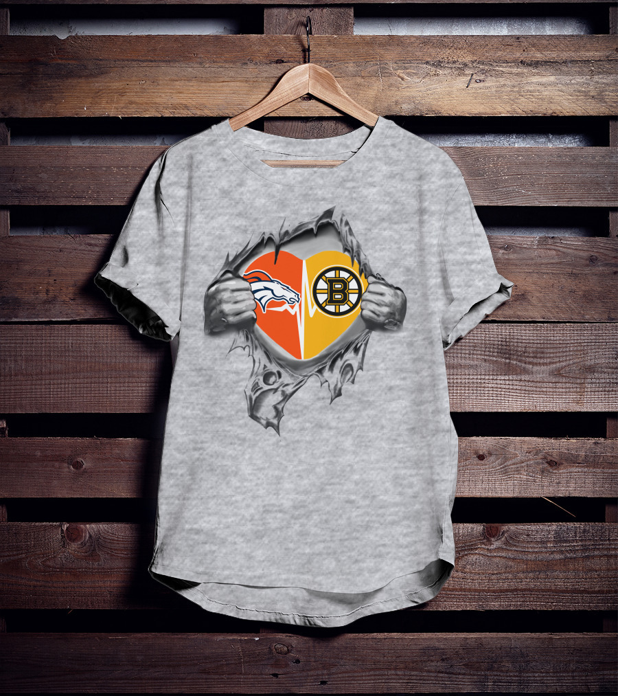 Broncos Bruins Heart Logo Torn Roots T-Shirt