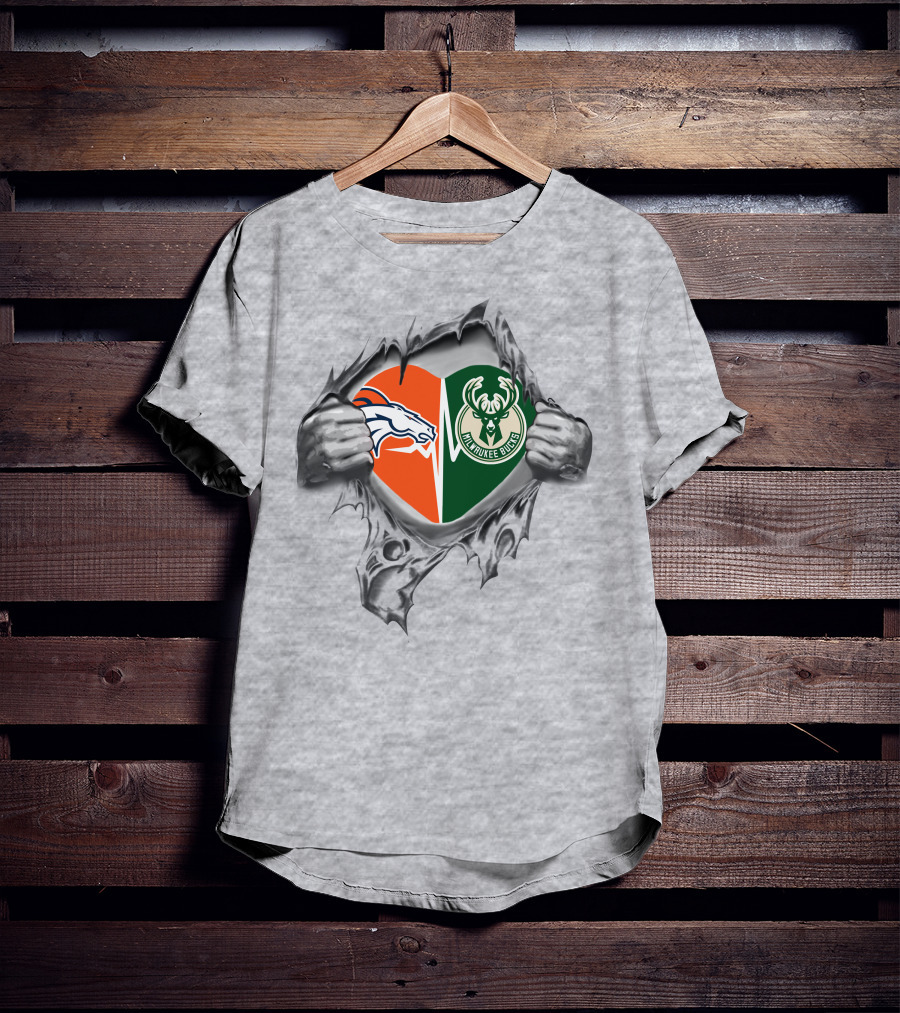 Broncos Bucks Heart Logo Reveal T-Shirt